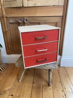 VINTAGE retro mcm  plastic palaset cube  desk tidy drawers   red cream FILING