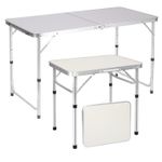 New Folding Camping Table Aluminium Portable Adjustable Picnic BBQ Party Desk UK