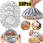 50 Pcs Reusable Aluminium Foil Food Covers,Stretch Fresh, Fresh Keep Insulation