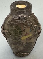 Antique Chinese, Inside-Painted, Glass Snuff Bottle, Metal Mounts (1880-1930)