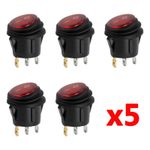 5X 12V DC ON/OFF Waterproof Round Rocker Dot LED Toggle Switch Car Boat Van Dash