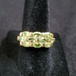Vintage Rhinestone Ring Sz 7 Green Gold Tone Vermeil Sterling Silver