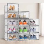 Neo Shoe Storage Boxes 12 pcs Large Box Transparent Clear Plastic Stackable Lids