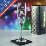 Personalised Engraved Champagne Flute Happy 60th Birthday Handwritten Design