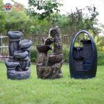 Garden Fountain Water Feature LED Lights Indoor Outdoor Polyresin Statues Decor