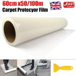50/100M Self Adhesive Carpet Floor Protector Roll Protection Cover Dust Film UK