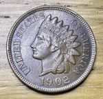 1902 American Indian Head Coin One Cent, Full Liberty Headband And Four Diamonds