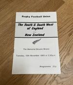 Rugby Programme South  & South West of England v New Zealand  1983