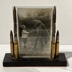 WW1 Trench Art Photograph Frame Made From Bullet Casings Photo ASC Soldier & Boy