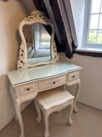 French Louis Style Dressing Table with Mirror and Stool
