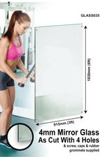 Gym Mirror Glass Weight Exercise Training With 4 Holes 6ftx3ft 183cmx91cm 4mm