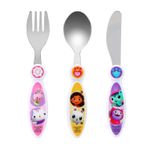 Gabby's Dollhouse Children's Kids 3pcs Cutlery Set, Knife/Fork/Spoon