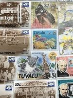 TUVALU 50 Different Used Postage Stamps For Collecting, Philately And Crafts