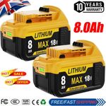 2X For Dewalt 18V 8.0Ah Slide BATTERY DCB184 DCB184-XJ DCB182 Lithim XR Li-ion
