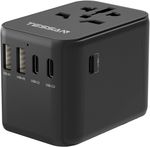 Black Worldwide Travel Adapter with 2 USB A and 3 USB C Ports for EU UK AU USA