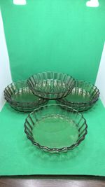6 x Vintage Smoked Glass Arcopal France Tartlet Mini Quiche Tart Flan Dishes