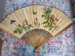 Vintage Large Hand Painted Asian Wall Fan Needs Some Attention