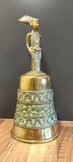 Heavy Brass African Art Bell. 24cms. 1272 grams.