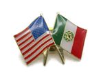 USA & Mexico Crossed Flags Friendship Lapel Pin Gold Tone Enamel Hat Souvenir