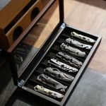 Knife Display Case 8+ Wood Ebony Pocket Knives Holder EDC Storage Organizer Box