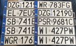 10 ASSORTED POLISH LICENSE PLATES - SOME DAMAGED, SOME NEAR MINT.