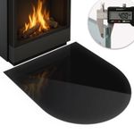 Glass Hearth Plate for Fireplace Printed Toughened Glass 4mm Color Black Round