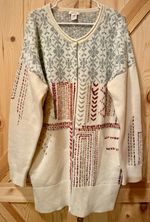 Sundance Cardigan Sweater LambsWool Blend Hand Embroidered Knit Long Boho XL