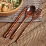 Portable Wooden Cutlery Set Spoon Fork Chopsticks Eco Travel Utensils Kit UK