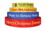 Personalised Printed Luxury Satin Ribbon - 10mm, 25mm, 38mm, 48mm, 100mm Widths