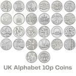 UK A - Z Alphabet 10p Ten Pence Coins Dated 2018 Circulated or Better Bond Angel