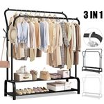 Heavy Duty Metal Double Rail Clothes Garment Hanging Rack Shelf Display Stand