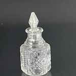 Vtg Small Pressed Clear Glass Bottle with Stopper  Perfume Scent Vanity  Prop