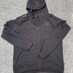 Men’s Large L Fox Full Zip Black Carp Fishing Hoodie Top Sweatshirt Orange Logo