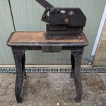 Vintage Metal Shears Keetona By Keeton & Son Sheffield on cast iron stand 8 inch