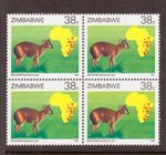 ZIMBABWE, DUIKERS OF AFRICA SURVEY, 38c RED DUIKER, SG 723, MNH BLOCK 4,
