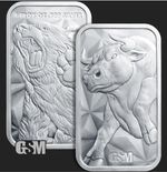 1oz .999 FINE SILVER BAR GSM WALL STREET  Bull & Bear Sigma Tested