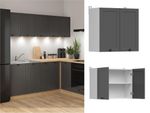 Kitchen Wall Unit 800mm Cabinet Cupboard Shaker Dark Grey 2 Door 80cm Junona