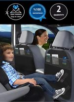 2X Car Seat Back Protectors With Organizer Pockets- Waterproof Kick Mats