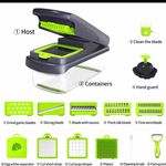 15pc Manual Push Food Chopper Slicer Grater w/ Container, Guard, Brush
