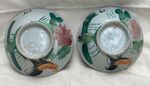 vintage pair Chinese Ji Gong Wan prosperity bowls Rooster peony banana tree