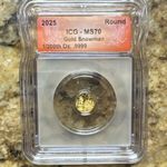 ICG 2025 MS70 Gold Snowman 1/200th Oz .9999 Fineness Round