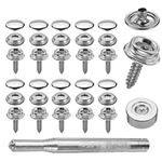 62X 15MM Boat Cover Press Stud Snap Fasteners Screw Kit Canvas Stainless Steel.