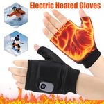 Electric Heated Gloves Rechargeable Battery Hand Warm Windproof Thermal Winter