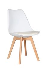 Jamie Lorenzo Tulip White Dining Chair Padded Seat Eiffel Wood Legs Retro Modern