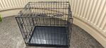 Folding Steel Wire Dog Crate Cage with Plastic Tray Base 30 in Medium Dog