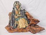 Artist hand Made Witch Sculpture - large 14 x 12 " creepy Wooden Tree trunk Base