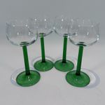 Luminarc France Green STRAIGHT Stem Hock Wine Glasses Set Of 4 Vintage Home Bar