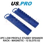 US PRO Tools 2pc Low Profile Magnetic Stubby Spanner Rack 24 Slot Metric or SAE