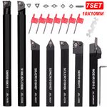 7 set 10mm Shank Lathe Turning Tool Holder Boring Bar + 7x Carbide Insert Blade