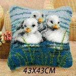 Cute Animal Duck DIY Pillowcase Kit with Yarn Embroidery and Cross Stitch